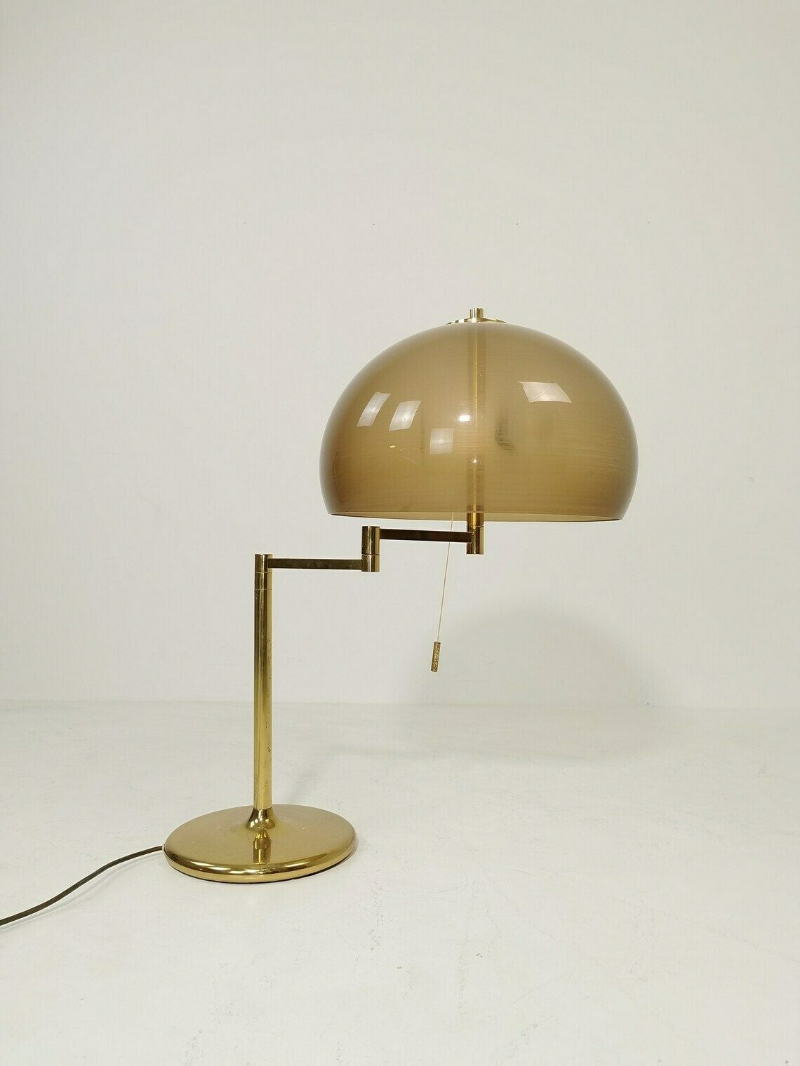 Large Mid Century Swiss Brass Mushroom Table Lamp From Swisslamps