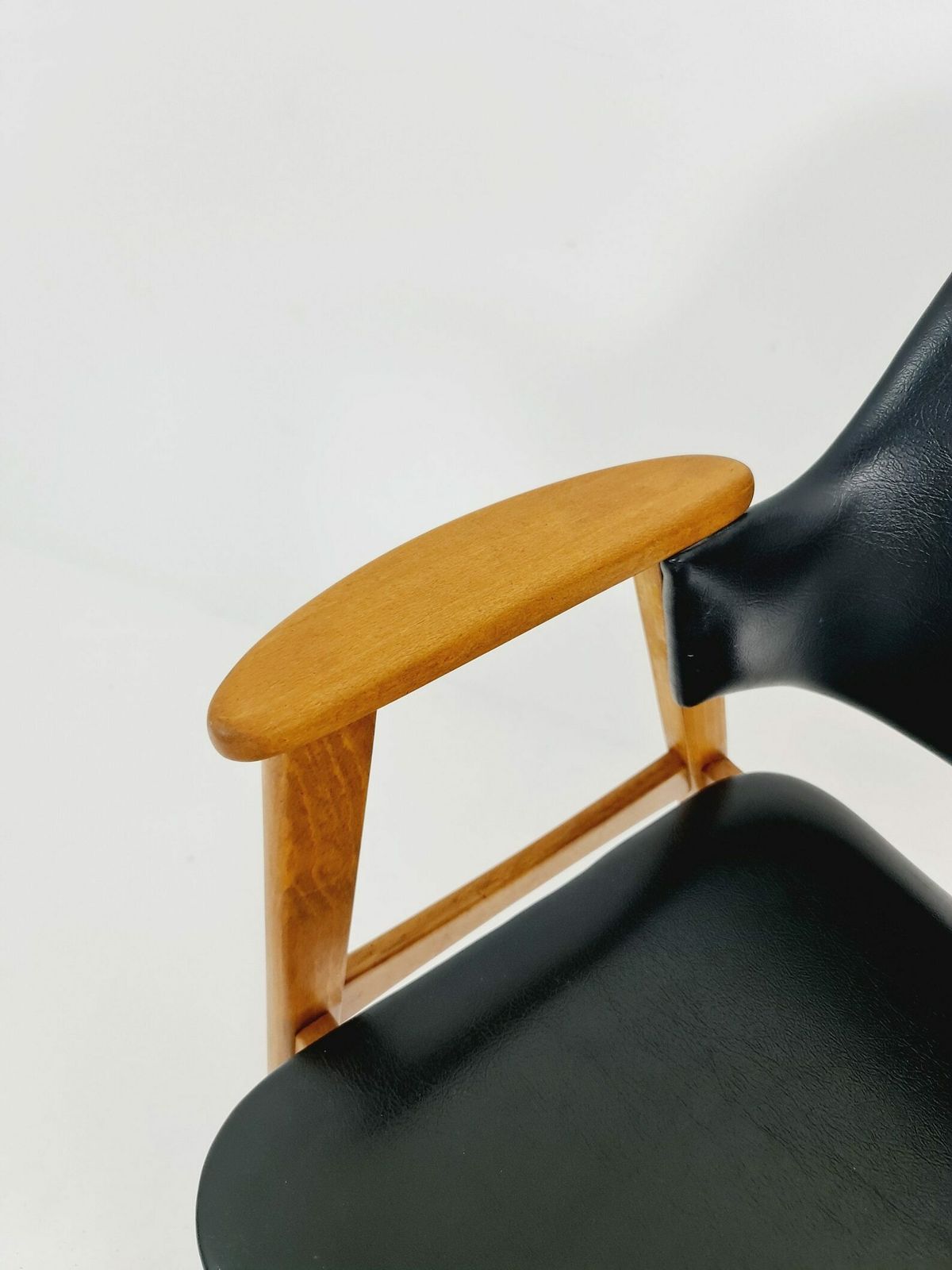 Mid Century Danish Teak And Leather Arm Chair By Erik Kirkegaard For Glostrup 1960s photo for sale