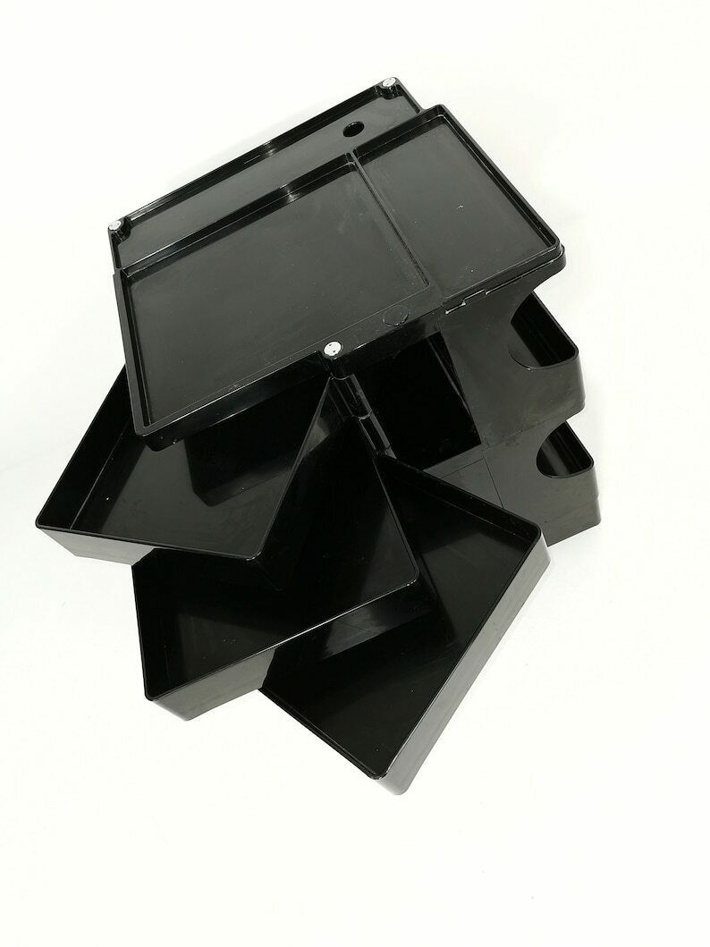 Space Age Black Boby Storage Trolley By Joe Colombo For Bieffeplast Italy 1970s photo vinterior