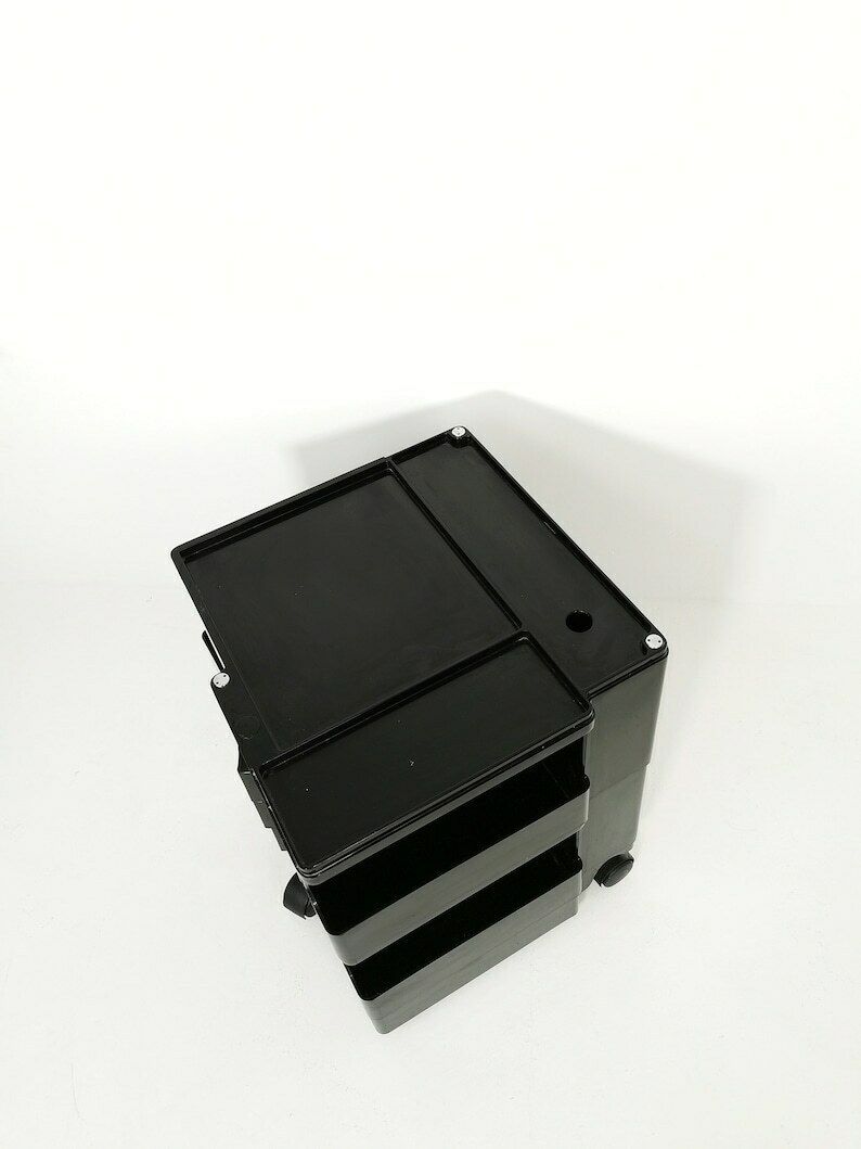photo for sale Space Age Black Boby Storage Trolley By Joe Colombo For Bieffeplast Italy 1970s