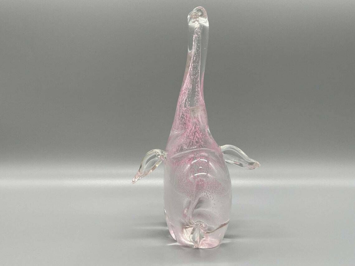 Very Nice Elephant Sculpture With Pink Ticking Sommerso Murano Glass By Archimede Seguso 1950s photo Art