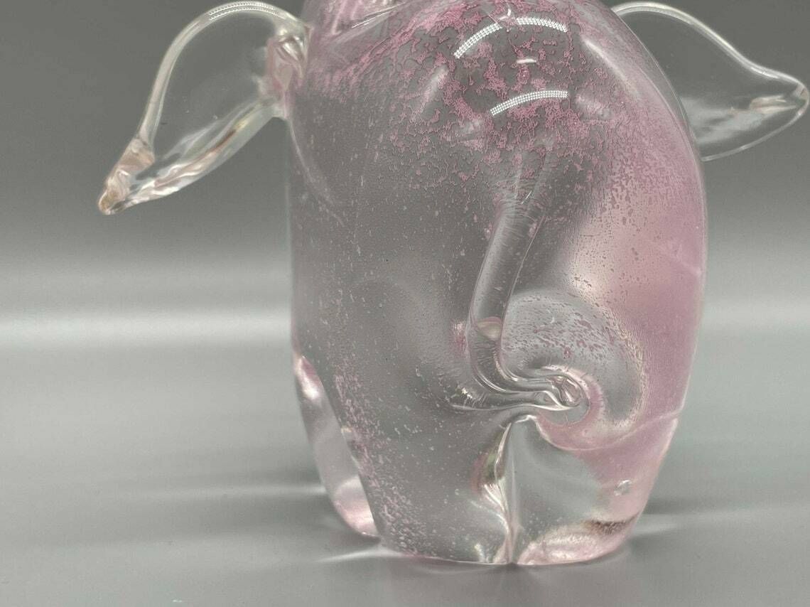 Very Nice Elephant Sculpture With Pink Ticking Sommerso Murano Glass By Archimede Seguso 1950s photo 161.0