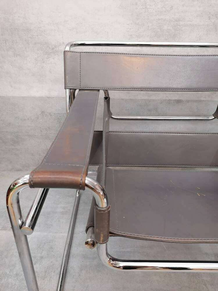 Marcel Breuer Wassily Style Grey B3 Chairs 1980s Italy By Fasem photo buy
