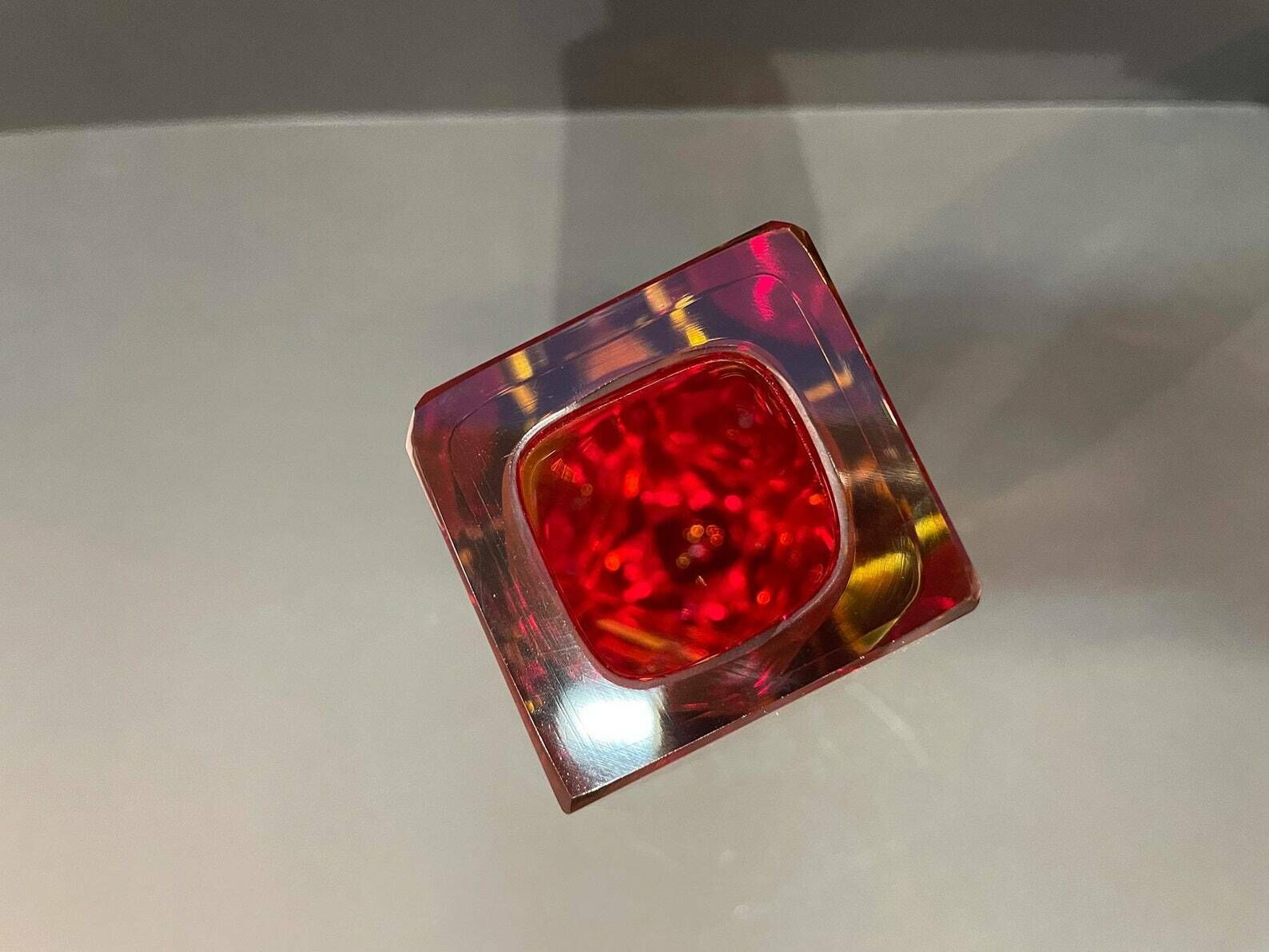 12 Sided Faceted Muranovase Sommerso Mandruzzato Signed, 1960s photo Home Decor