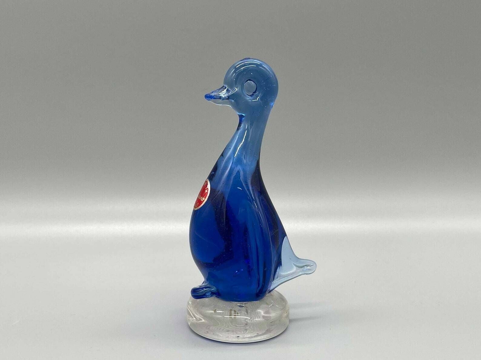 Murano Blue Duck On Base Sommerso Signed 1960s photo for sale