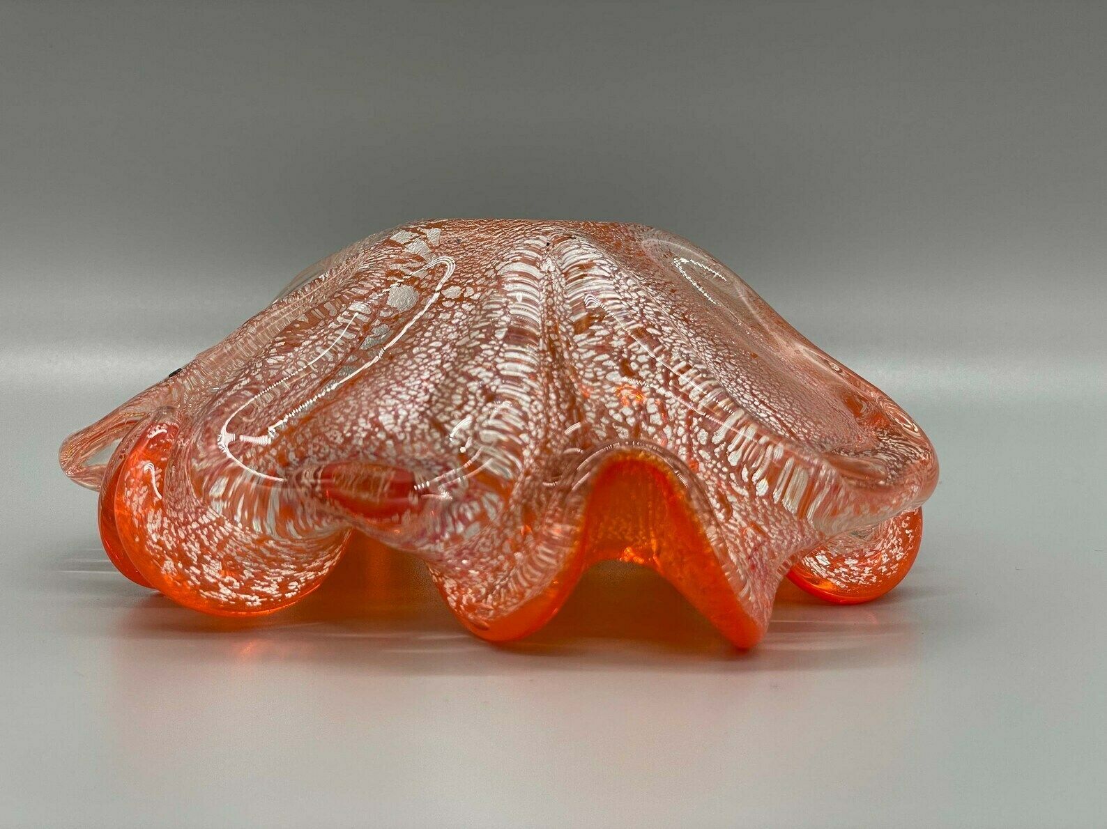 Orange Ashtray Silver Foil Barovier & Toso Murano 1960s photo buy