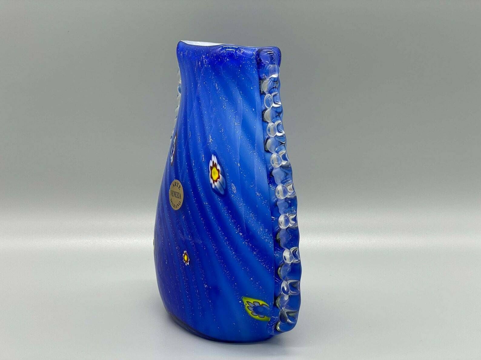 Impressive Rare Blue Murrine Vase From Murano, Barovier & Toso, 1950s photo for sale