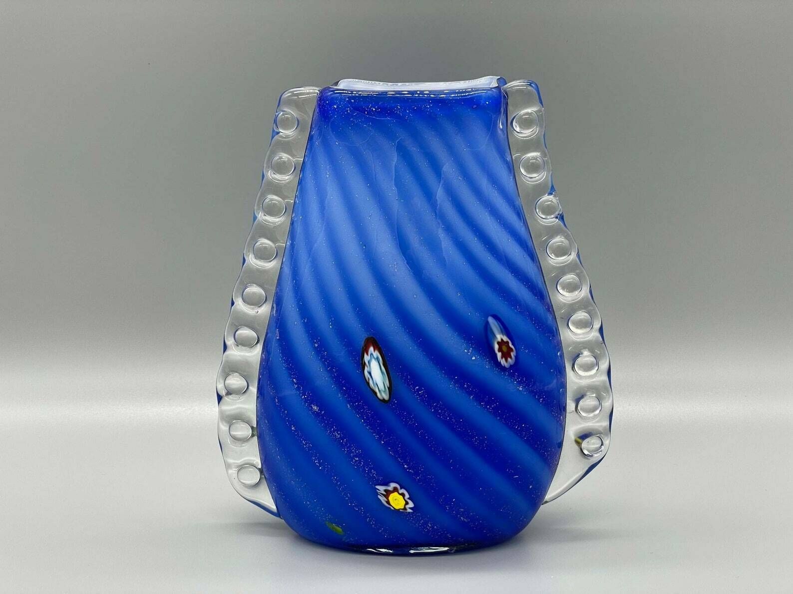 Impressive Rare Blue Murrine Vase From Murano, Barovier & Toso, 1950s photo 233.0