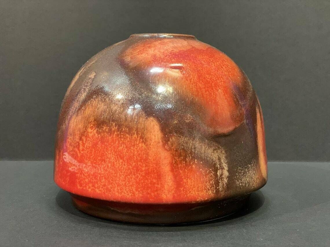 Brown Red Chandelier Glaze Vase By Ruscha Art 855, Signed, Germany, 1960s