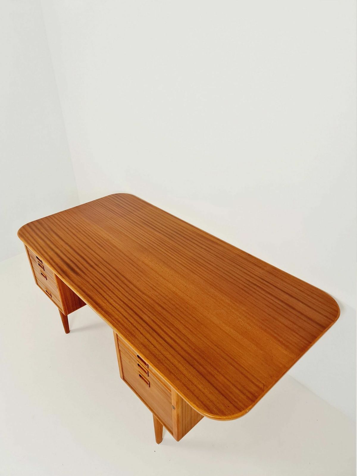 Danish Solid Mahogany Model Executive Desk By Gunni For Omann Jun, 1950s photo vintage