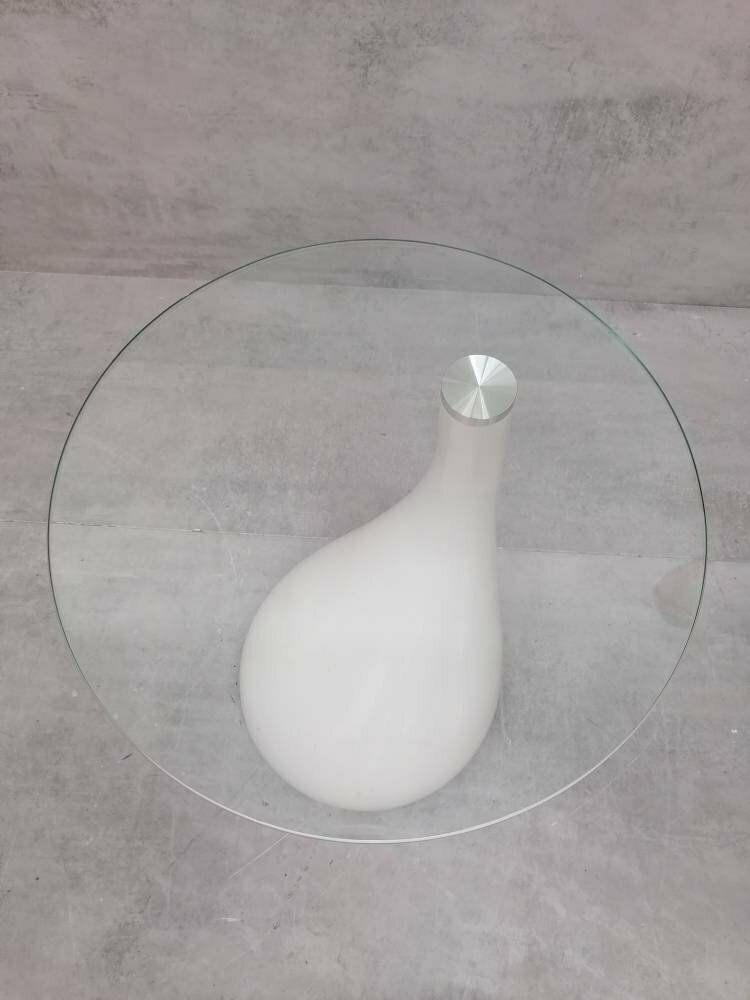 photo furniture 1 Of 2 Mid Century Style Side Table   Night Stand Pap Art Style White And Glass