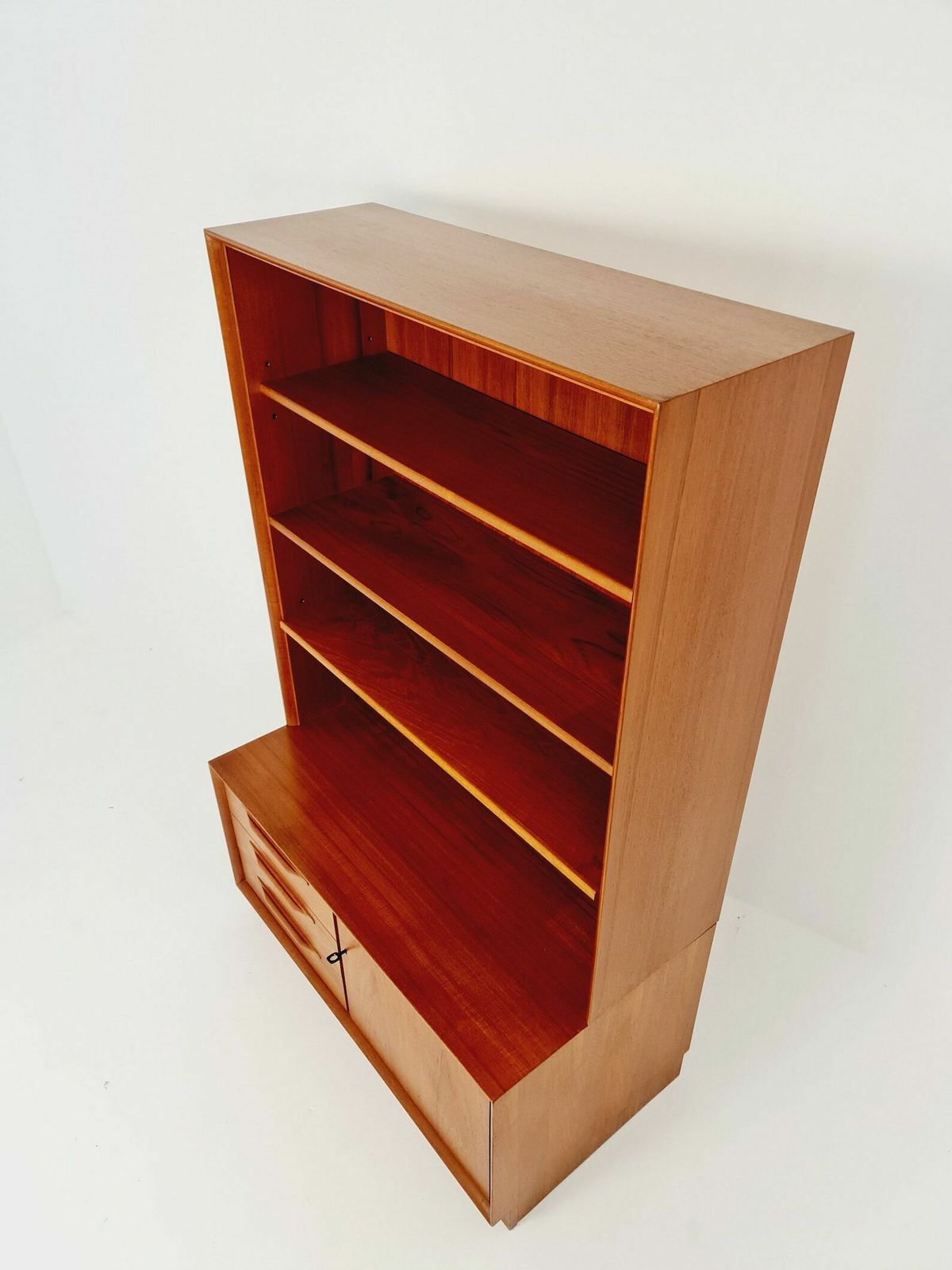 Scandinavian Bookshelf With Chest Of Cabinet Teak Veneer From The 60s By Strobeck Danish Design photo vinterior