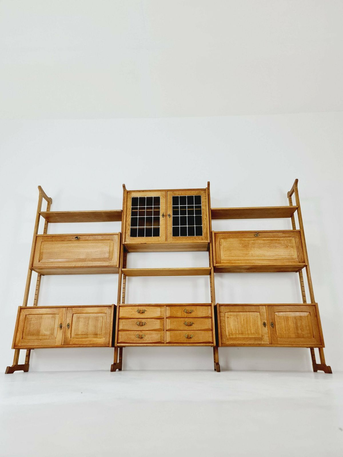 photo furniture Danish Solid Oak Room Divider Modular Vintage Library Bookcase Shelf System By Henning Kjærnulf, Denmark, 1960s