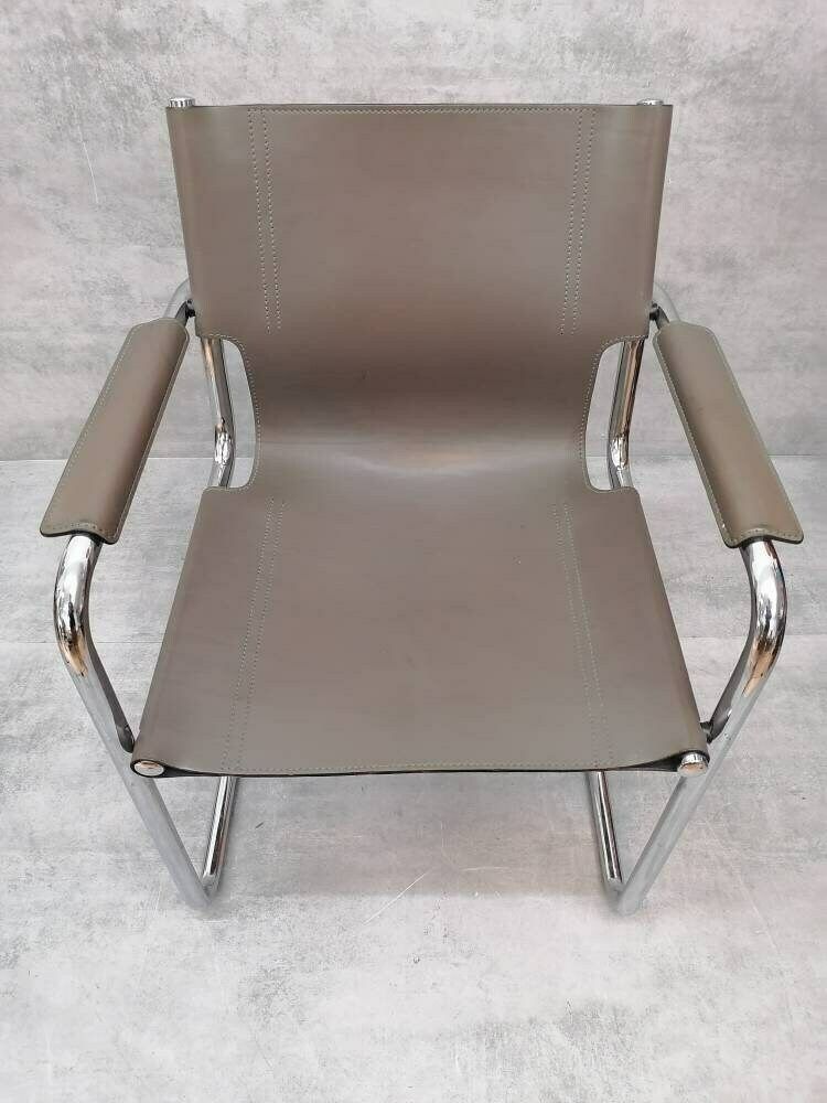 1 Of 6 Orginal Matteo Grassi Visitor Chair In Gray Leather 1970s photo furniture