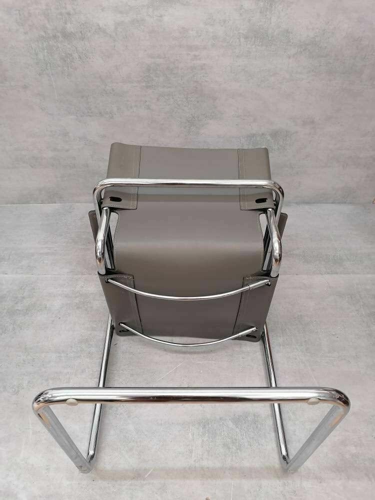 1 Of 6 Orginal Matteo Grassi Visitor Chair In Gray Leather 1970s photo vintage