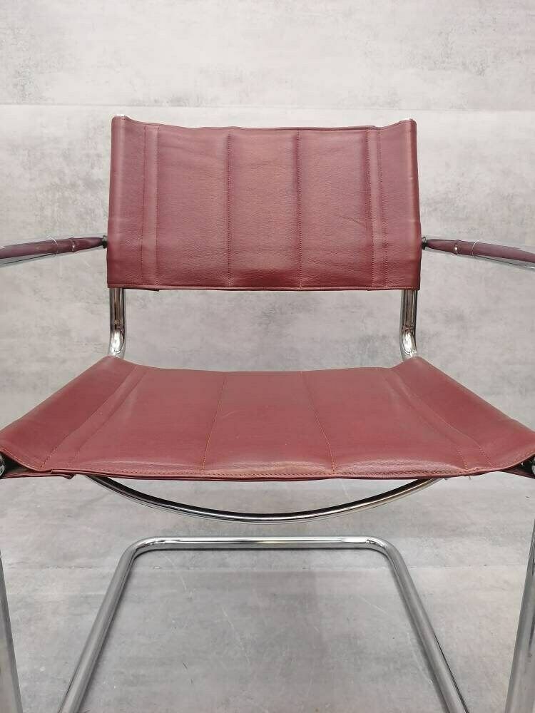 Mid Century Cognac Marcel Breuer  Style Mart Stam S34 Armchair / Bauhaus Design / 1980s photo Furniture