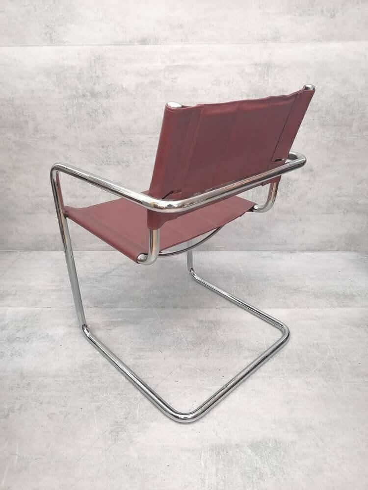 Mid Century Cognac Marcel Breuer  Style Mart Stam S34 Armchair / Bauhaus Design / 1980s photo vintage
