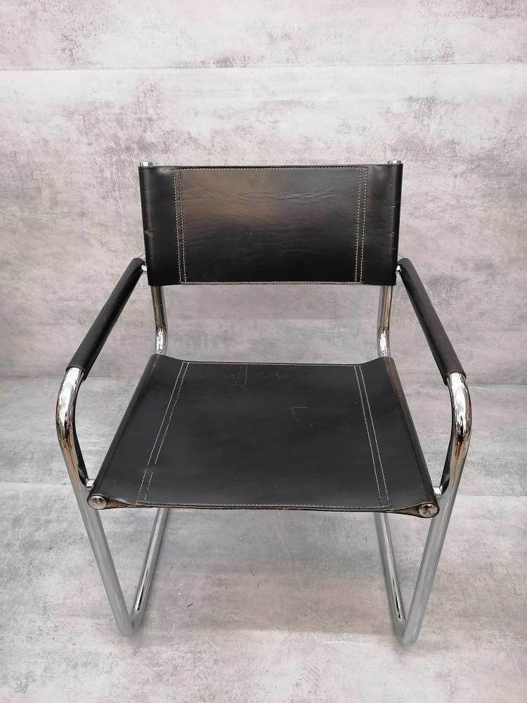 1 Of 10 Black Model Mg5 Centro Studi Desk Chair By Mart Stam & Marcel Breuer For Matteo Grassi, 1980s photo vintage