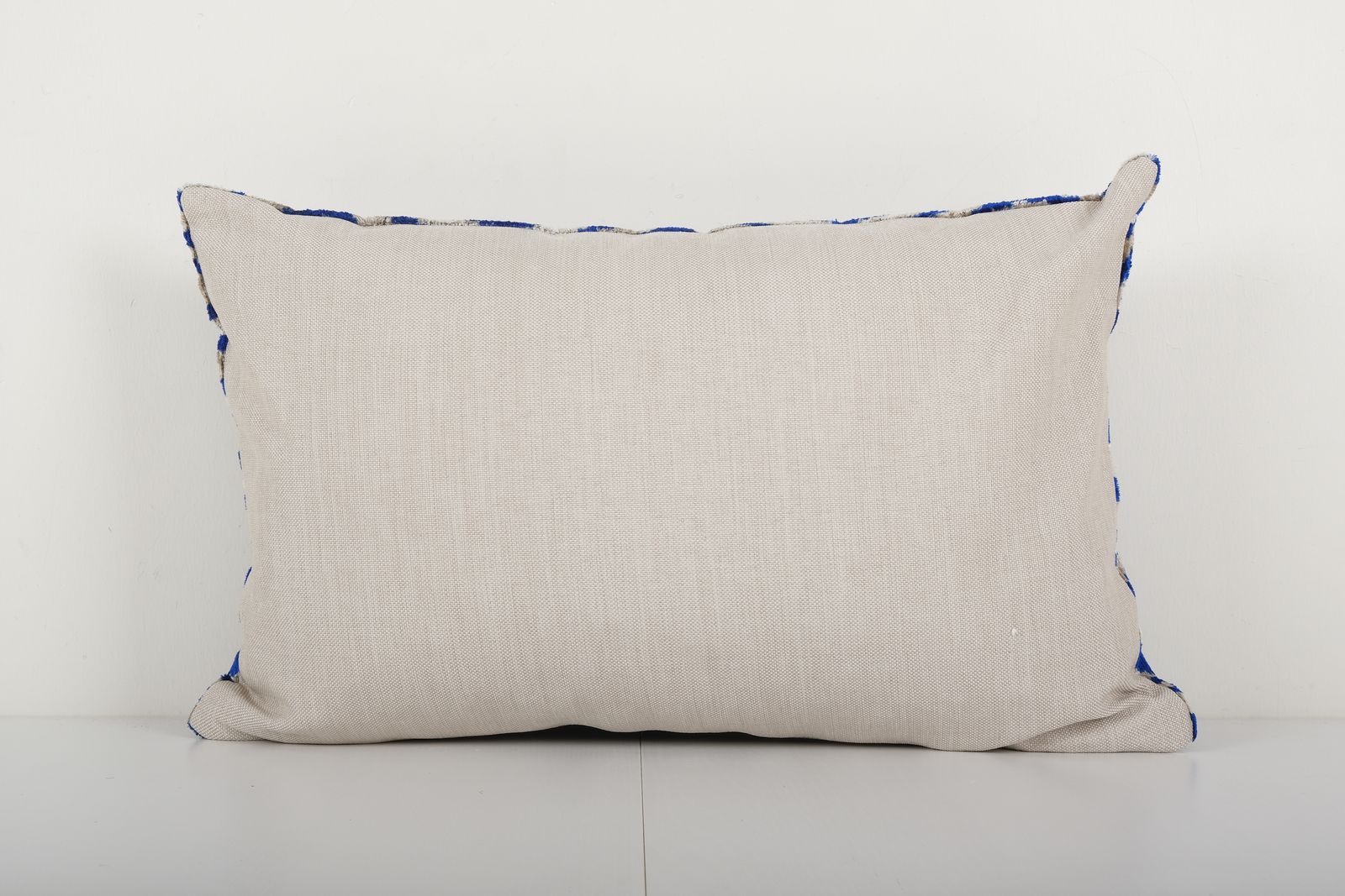 Ikat Blue Pillow Cover   Silk Pastel Velvet Lumbar Pillow Cover   Ethnic Polka Dot Pattern Decorative Pillow 15'' X 24'' photo Textiles