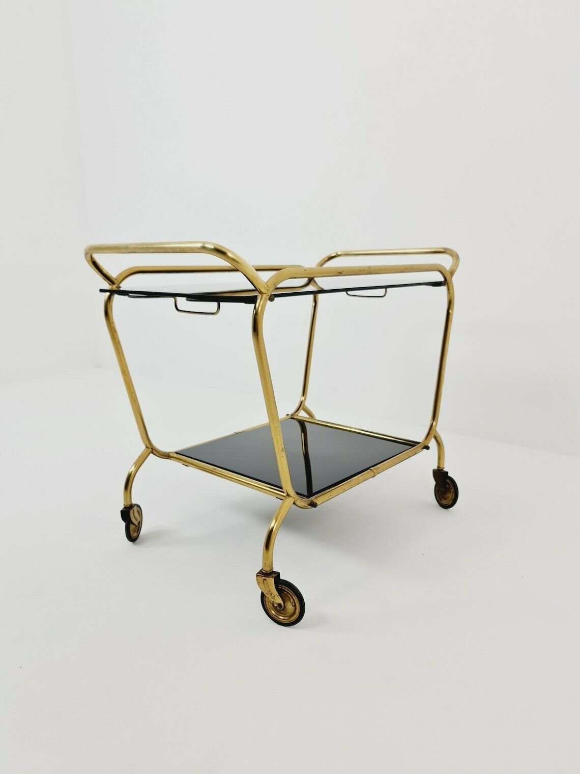 German Trolley Brass With Black Glass From The 1970s photo buy