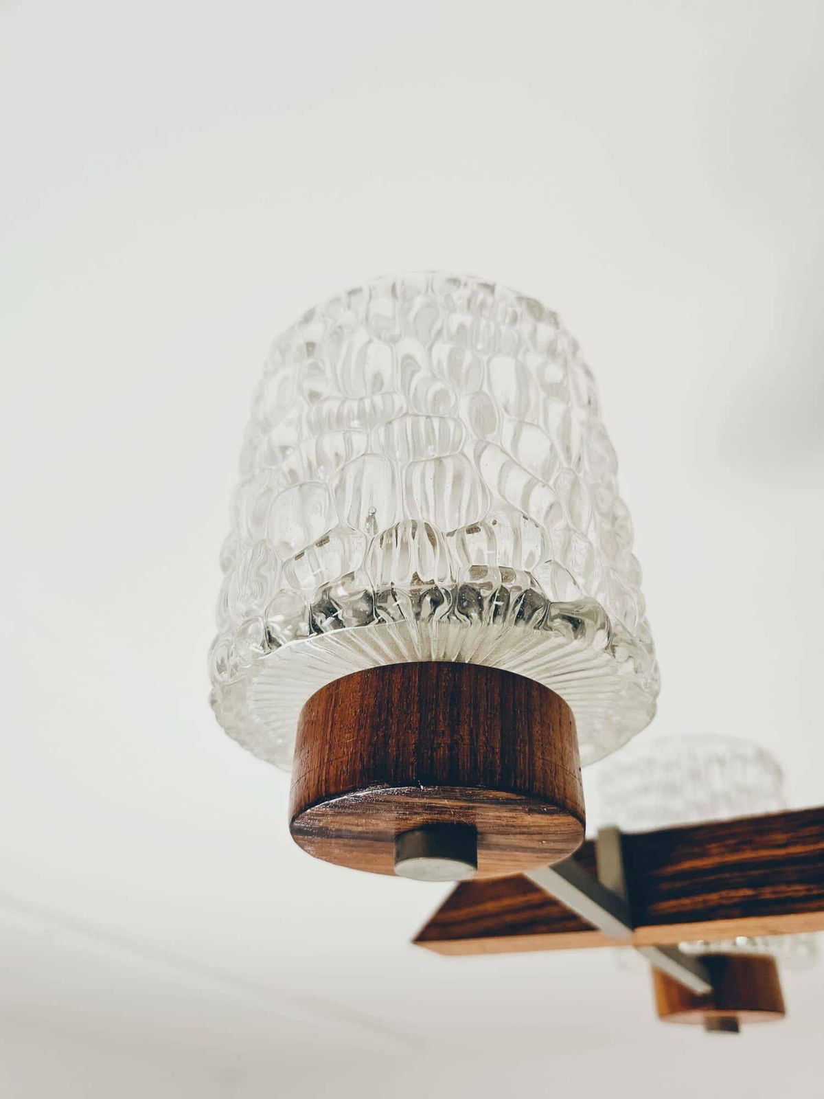 photo furniture Vintage Scandinavian Metal, Rosewood & Glass Pendant Lamp, 1960s