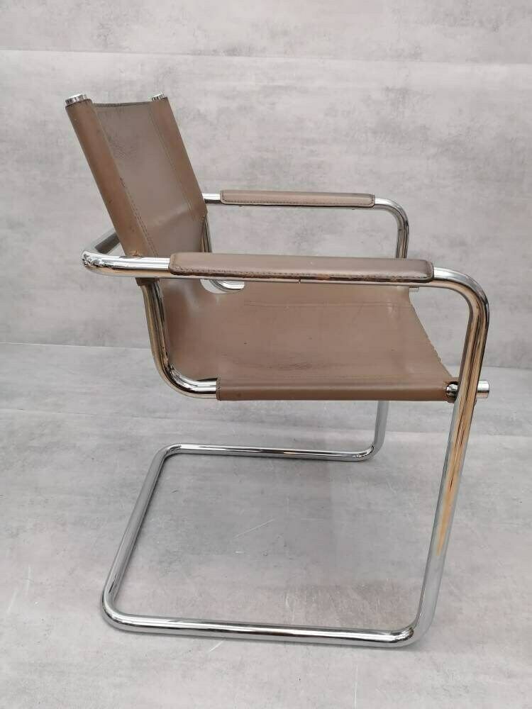 Matteo Grassi Visitor Chair In Cream Leather 1970s photo Furniture