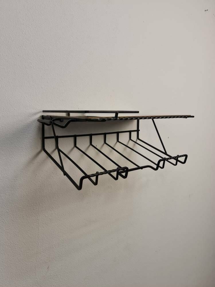 Scandinavian Metal & Formica Hanging Shelf/ Bedside Table/ Nightstand From The 60s