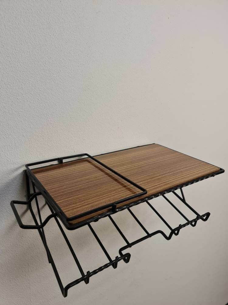 Scandinavian Metal & Formica Hanging Shelf/ Bedside Table/ Nightstand From The 60s photo 155.0
