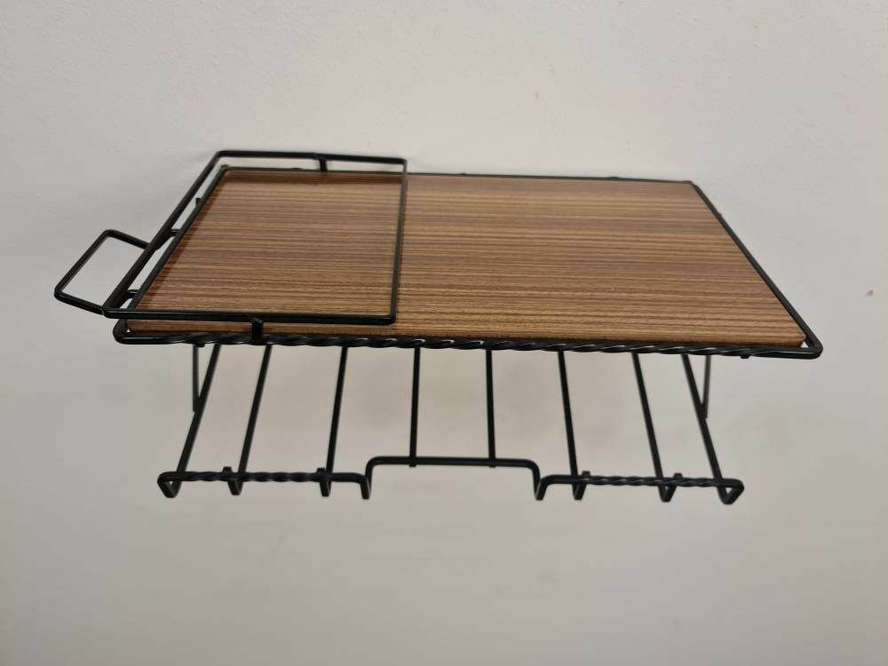 Scandinavian Metal & Formica Hanging Shelf/ Bedside Table/ Nightstand From The 60s photo vinterior