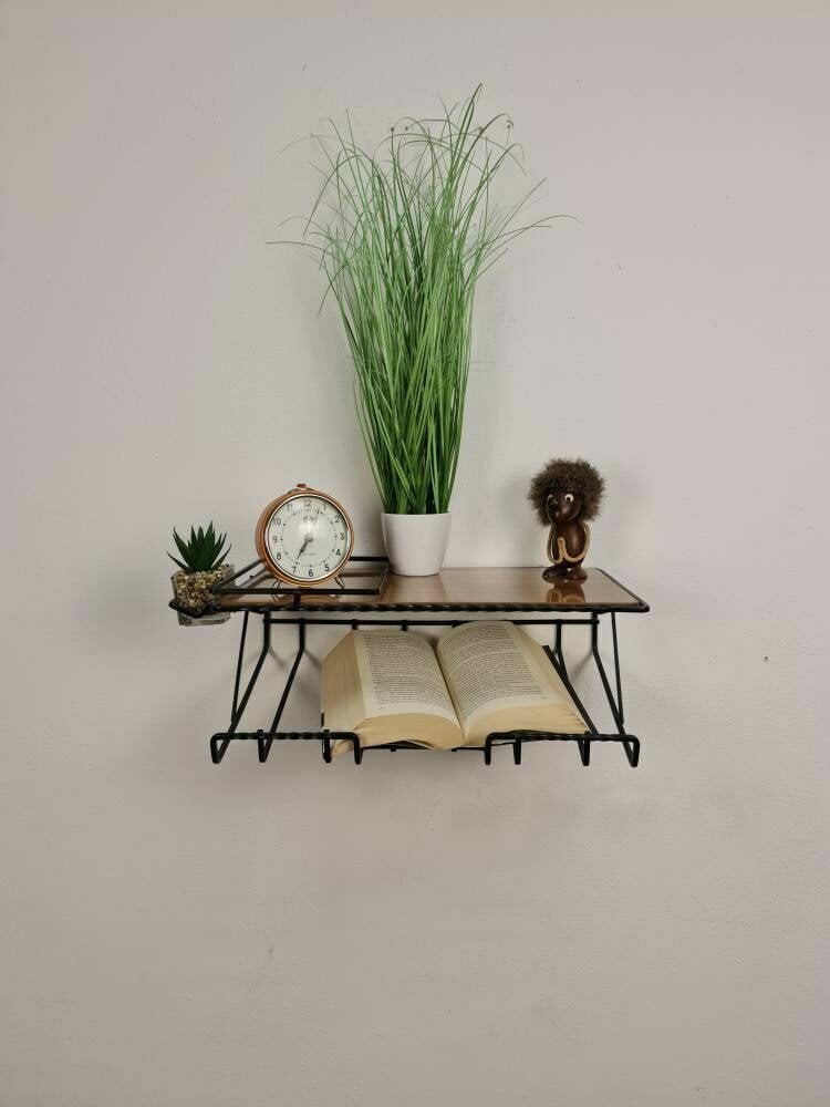 Scandinavian Metal & Formica Hanging Shelf/ Bedside Table/ Nightstand From The 60s photo buy