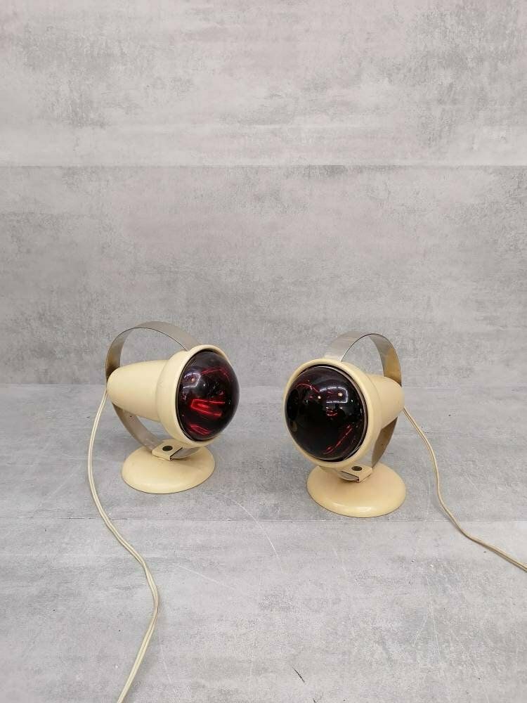 Set Of 2x Charlotte Perriand "Infraphil" Heat Table Lamps Or Sconces By Philips