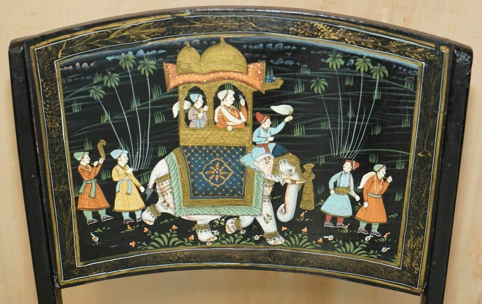 Pair Of Antique Chinese Chinoiserie Indian Decoration Campaign Folding Chairs photo 2750.0