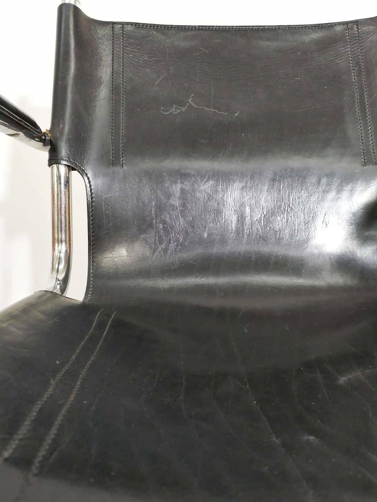Matteo Grassi Style Visitor Chairs, Made Of Black Leather, 1970s photo vinterior