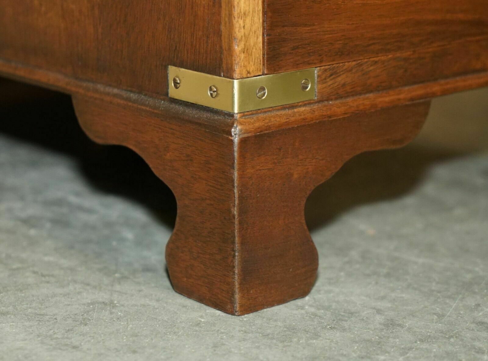 Fully Restored Harrods Kennedy Brown Leather Military Campaign Pedestal Desk photo vintage