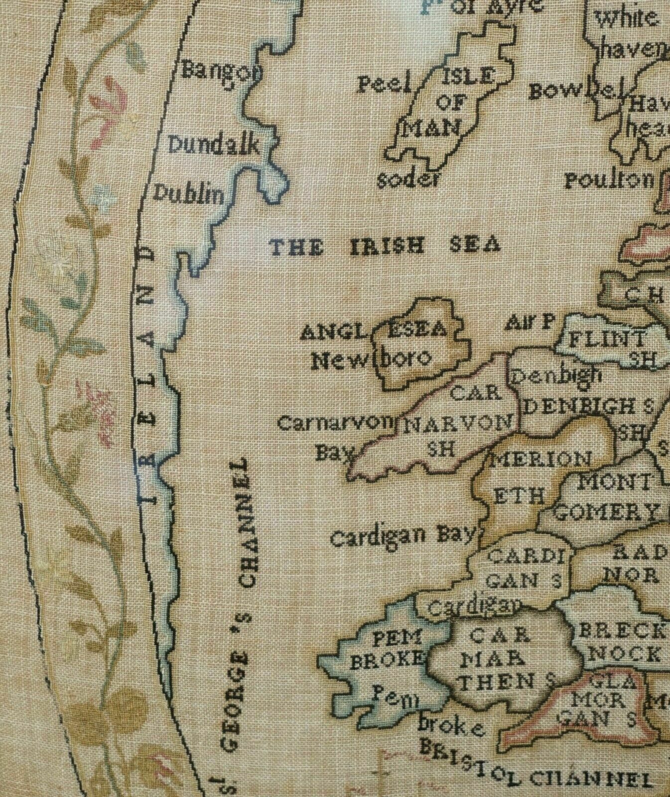 Art Antique Elizabeth Mason Signed 1789 George II Needlework Sampler Map Of England photo