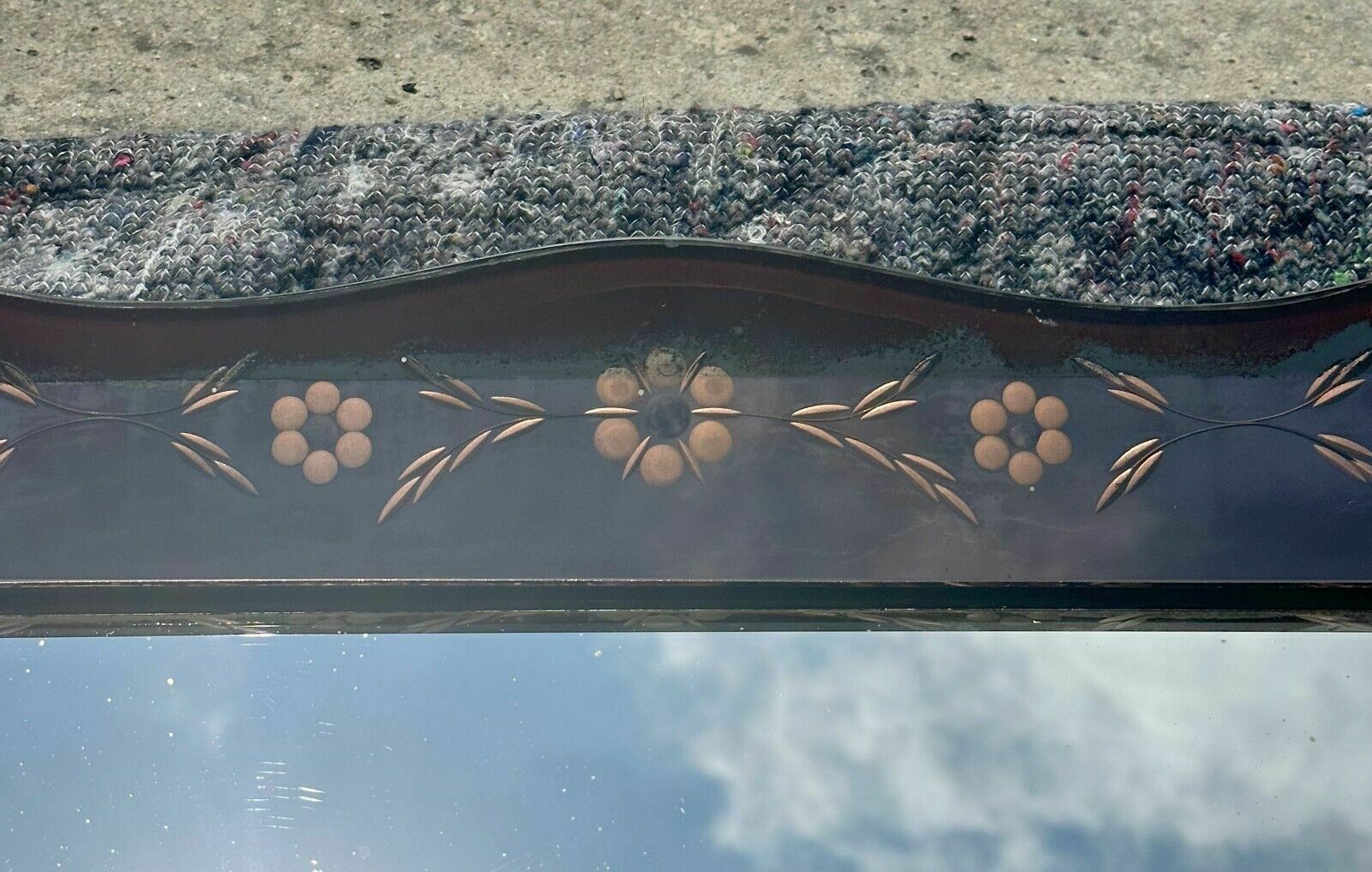 Lovely Antique 1930's Art Deco Rose Glass Bevelled Venetian Flower Petal Mirror photo for sale