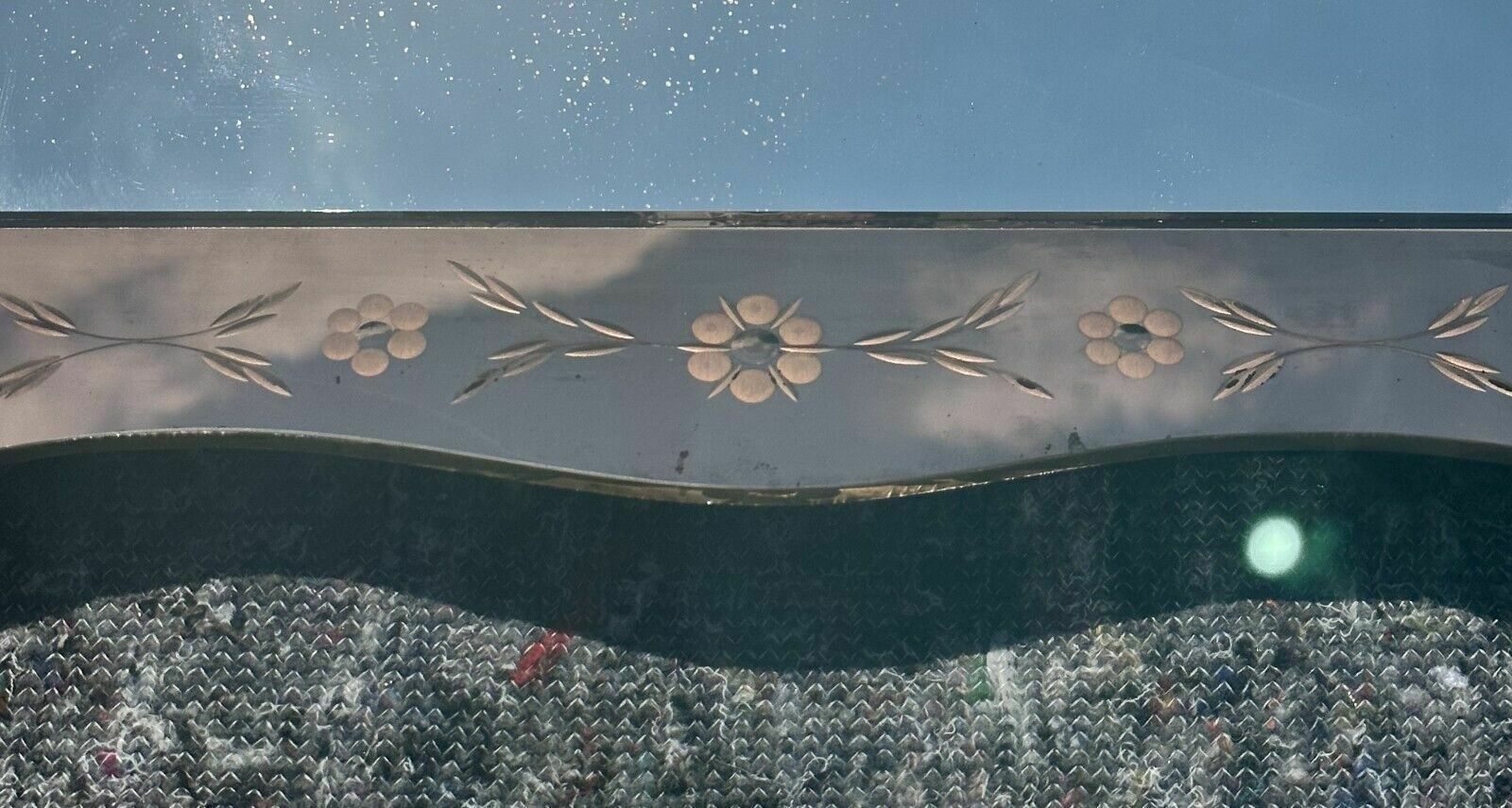 Home Decor Lovely Antique 1930's Art Deco Rose Glass Bevelled Venetian Flower Petal Mirror photo
