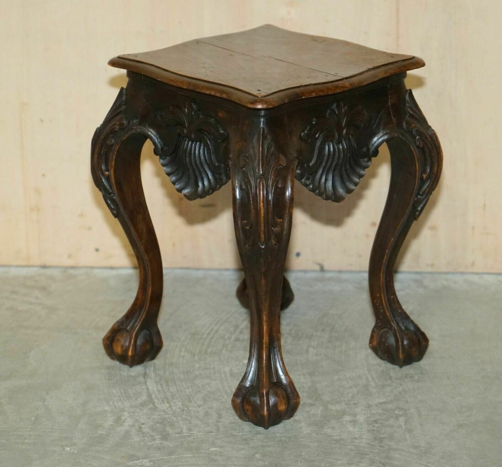 photo buy Lovely Pair Of Antique Circa 1900 Hand Carved Mahogany Claw & Ball Side Tables