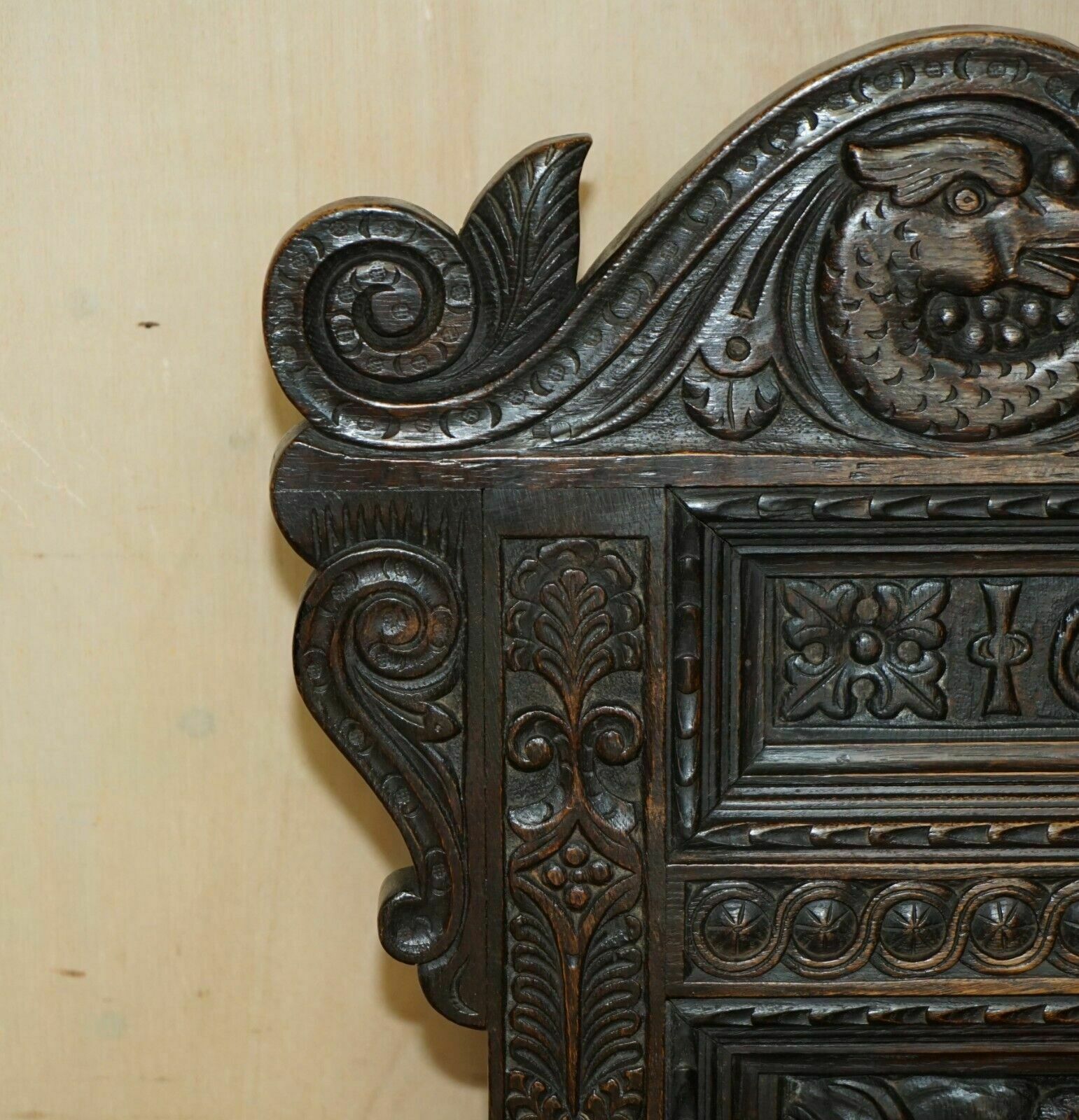 Antique Exceptionally Rare 1686 Dated Wainscot Armchair Northern England Oak photo 4850.0
