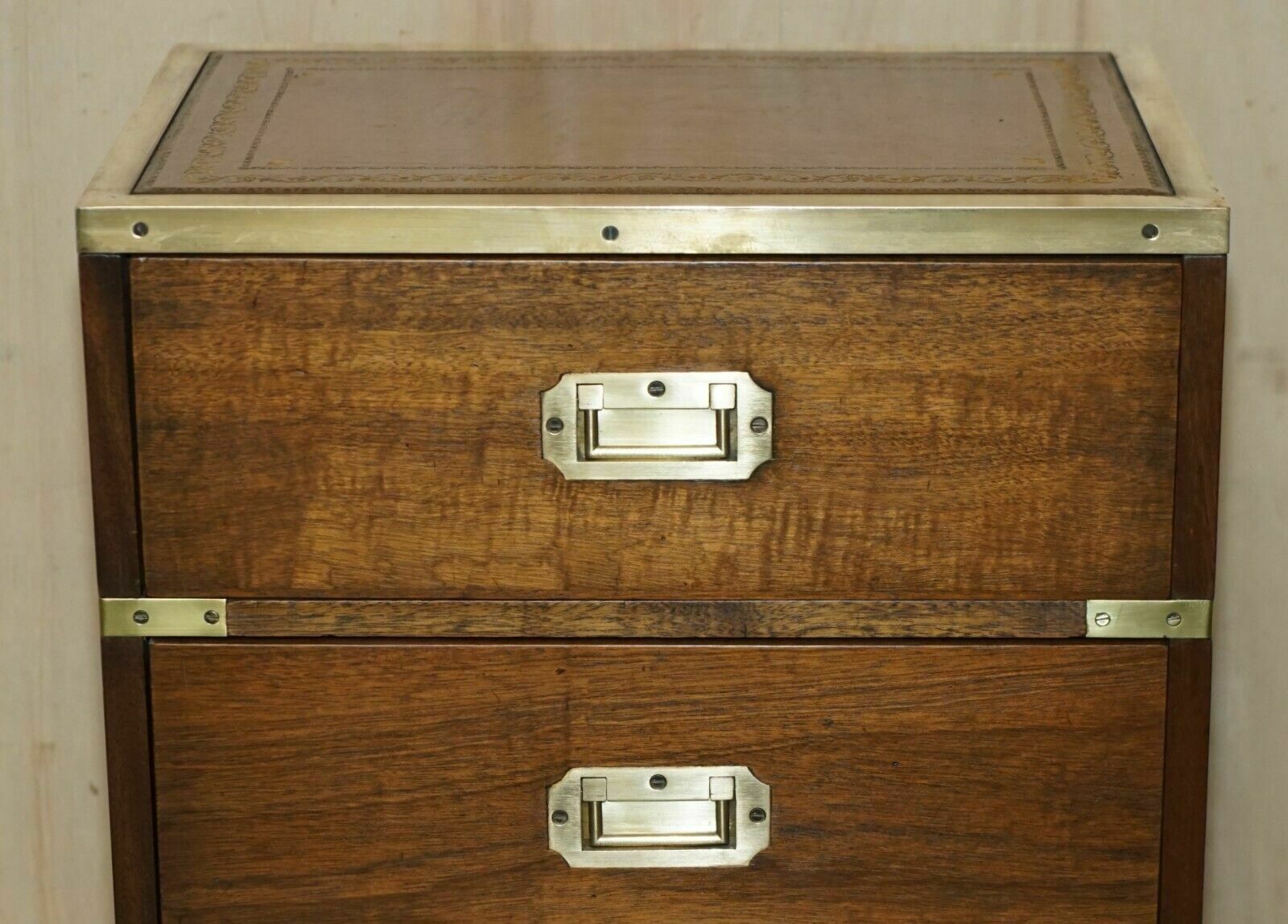 Fully Restored Harrods Kennedy Military Campaign Side End Table Drawers Leather photo Furniture