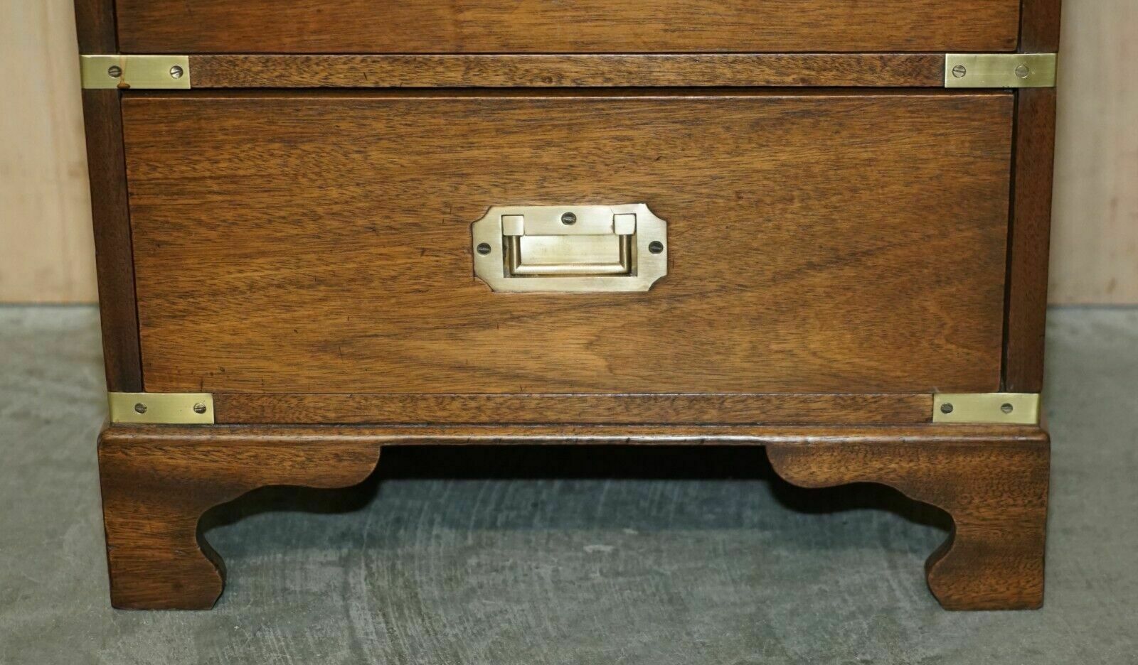 Fully Restored Harrods Kennedy Military Campaign Side End Table Drawers Leather photo vintage