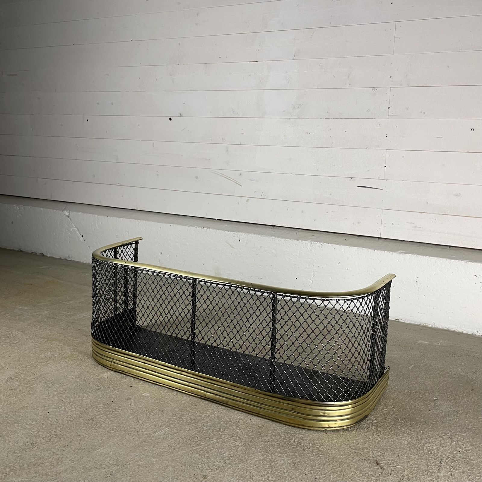 Victorian Iron Fireplace Spark Guard With Brass Rail