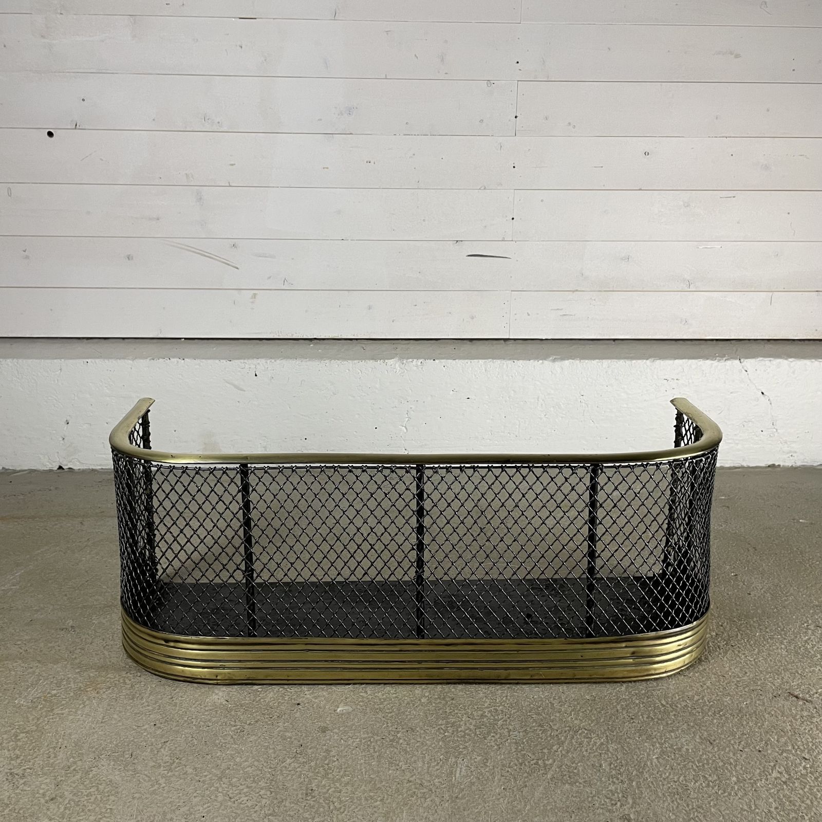 Victorian Iron Fireplace Spark Guard With Brass Rail photo furniture