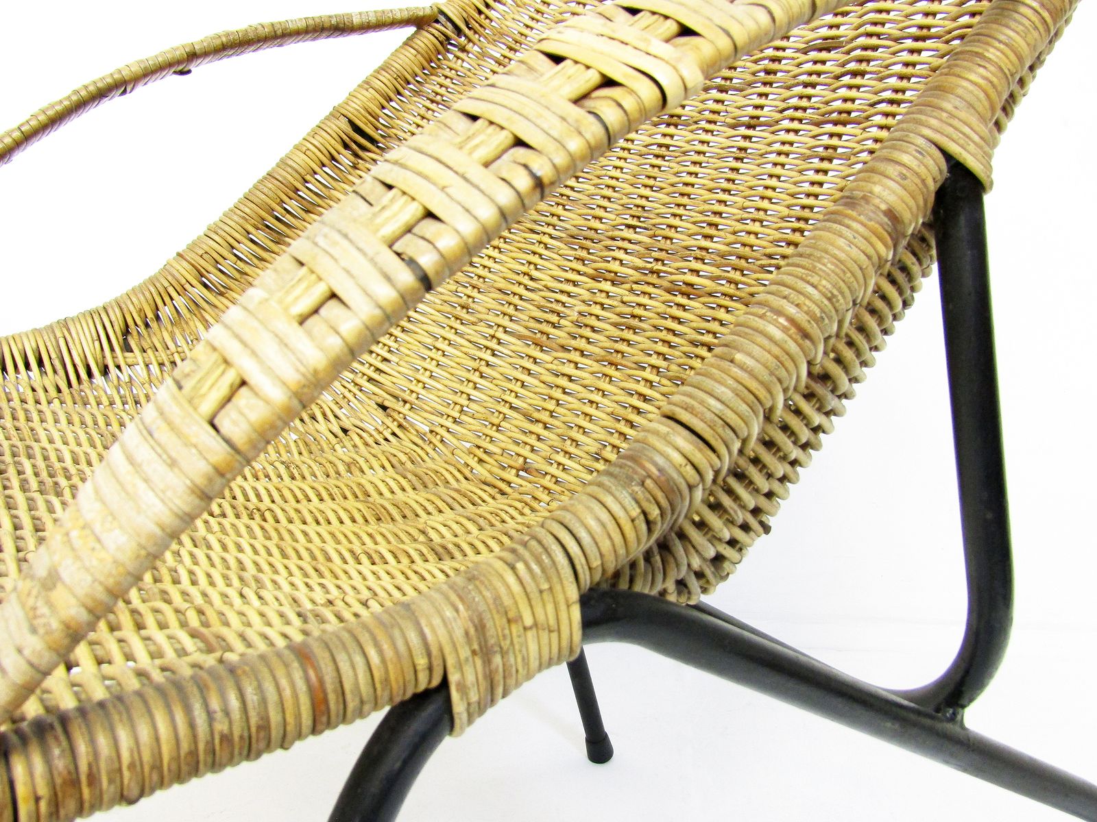 Pair Of 1950s French "Gazelle" Chairs In Rattan Wicker & Tubular Steel photo Furniture