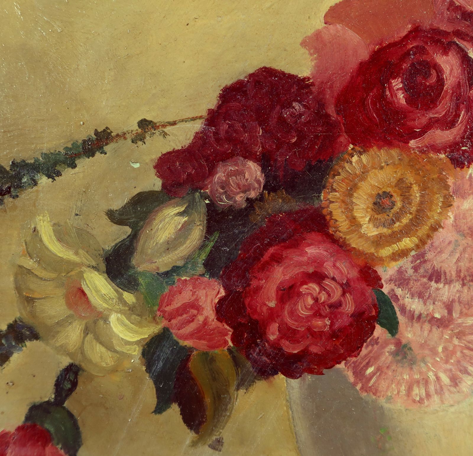 Large Painting "Still Life With A Bouquet Of Flowers" Signed Obligi, Early 20th Century photo 803.4