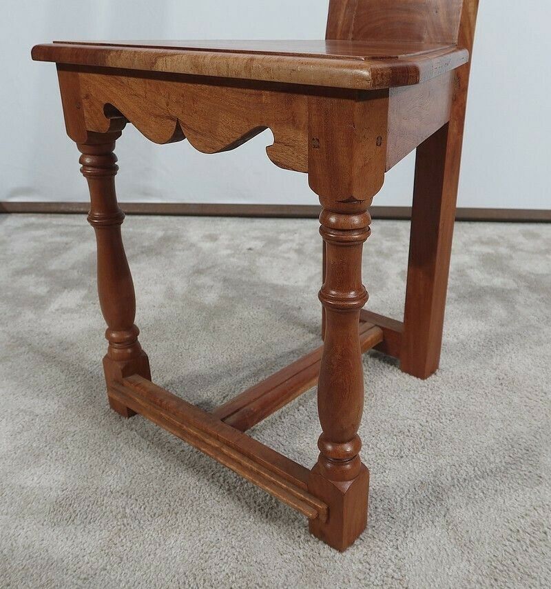 photo vintage Suite Of 4 Chairs In Solid Mahogany, Cathedral Taste   Xxth