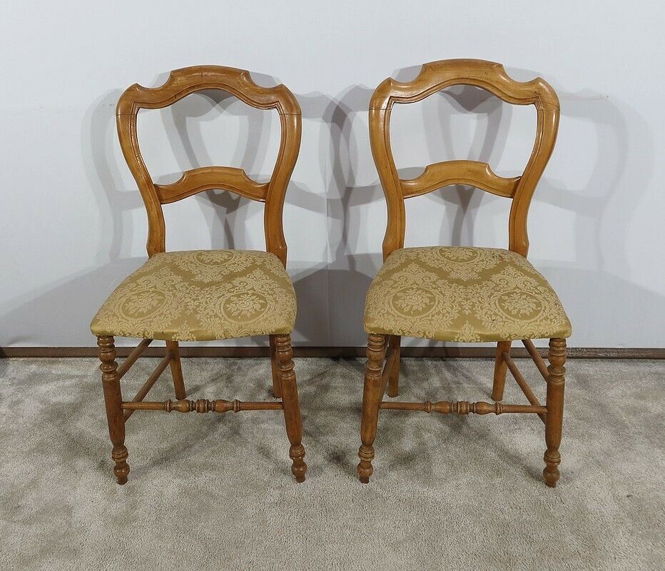Pair Of Chairs In Solid Beech, Louis Philippe, Late 19th Century
