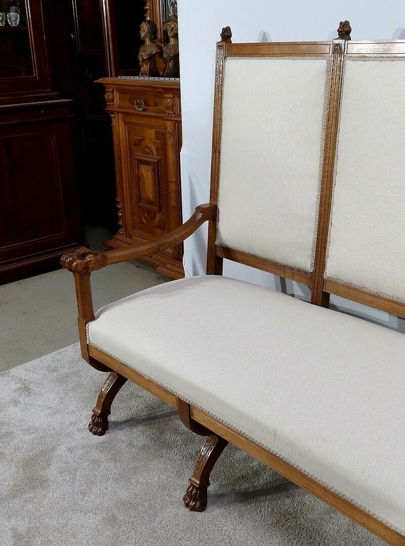 Rare Bench In Solid Walnut, Renaissance Style, Late 19th Century photo vinterior