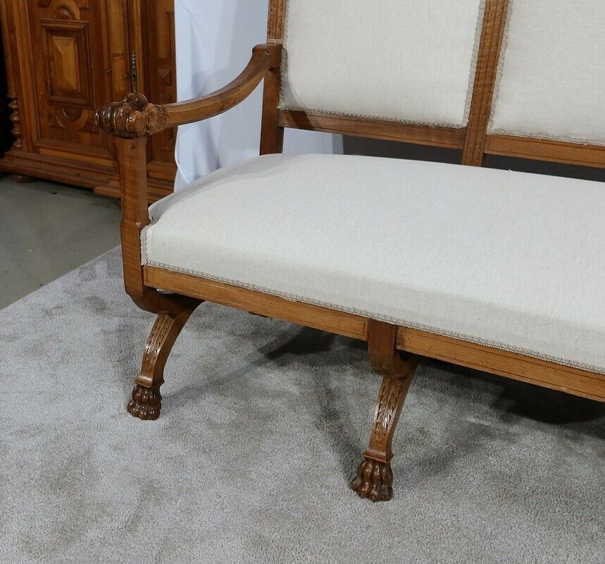 6190.3 Rare Bench In Solid Walnut, Renaissance Style, Late 19th Century photo