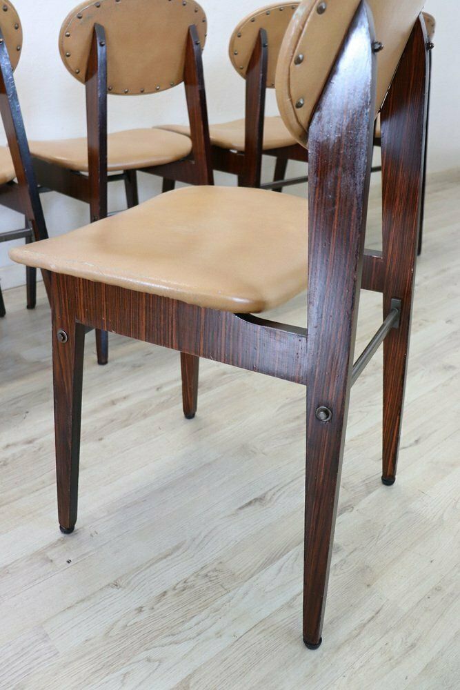 Dining Chairs In Beech Wood And Faux Leather, 1960s, Set Of 6 photo buy